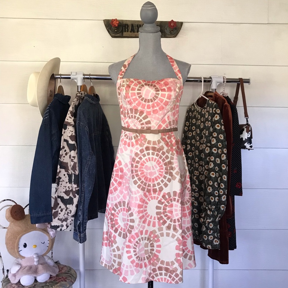 Vintage y2k Maggy London Halter Midi Dress